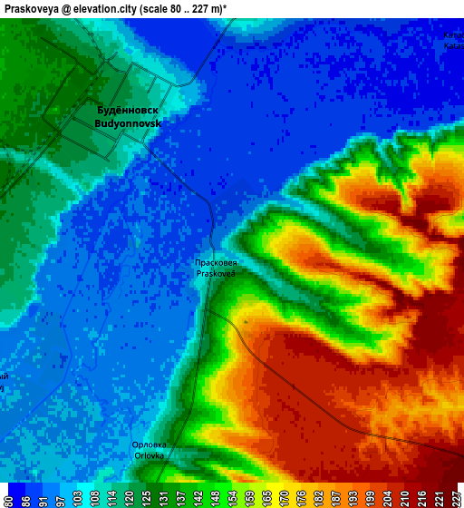 Zoom OUT 2x Praskoveya, Russia elevation map