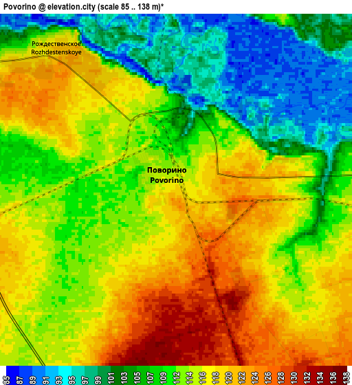 Zoom OUT 2x Povorino, Russia elevation map