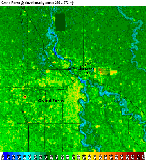 Zoom OUT 2x Grand Forks, United States elevation map