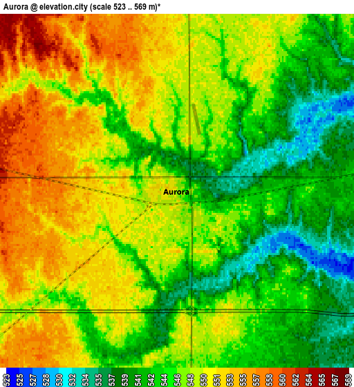 Zoom OUT 2x Aurora, United States elevation map