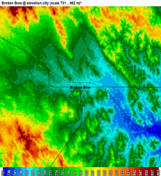 Zoom OUT 2x Broken Bow, United States elevation map