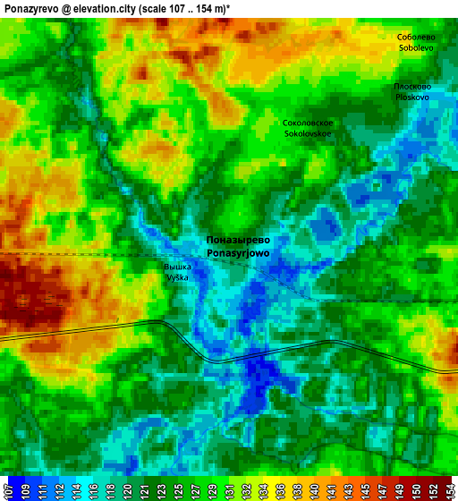 Zoom OUT 2x Ponazyrevo, Russia elevation map