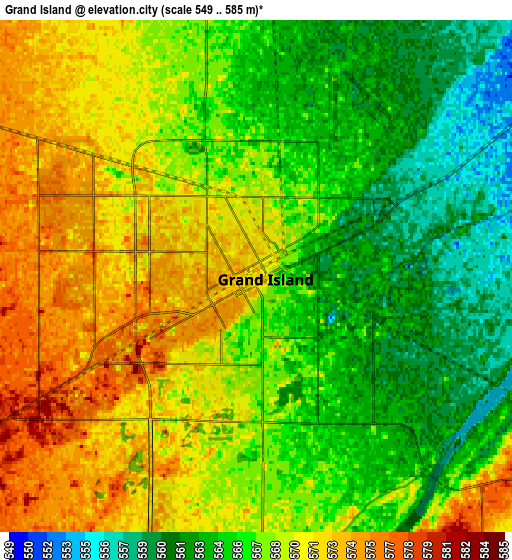 Zoom OUT 2x Grand Island, United States elevation map