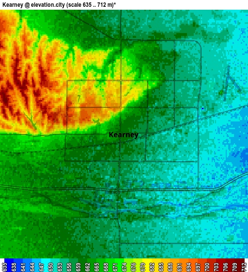 Zoom OUT 2x Kearney, United States elevation map