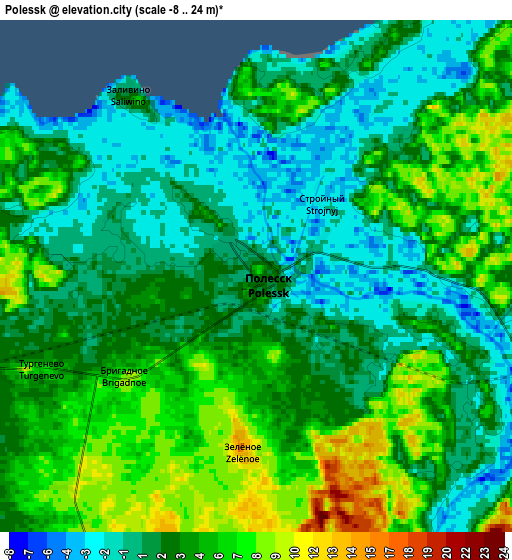 Zoom OUT 2x Polessk, Russia elevation map