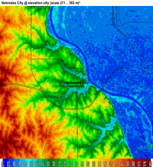 Zoom OUT 2x Nebraska City, United States elevation map