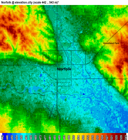 Zoom OUT 2x Norfolk, United States elevation map