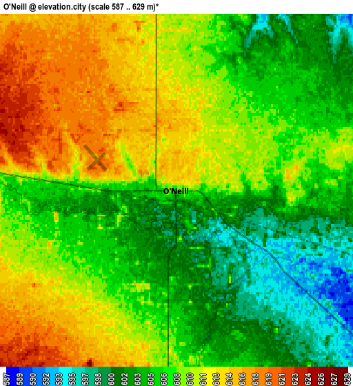 Zoom OUT 2x O'Neill, United States elevation map