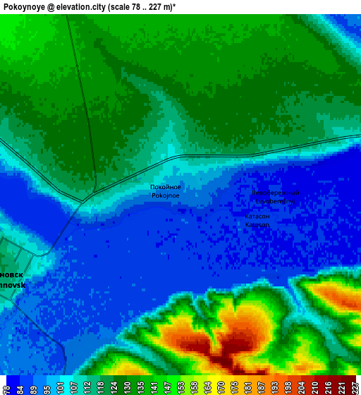 Zoom OUT 2x Pokoynoye, Russia elevation map