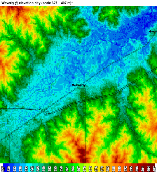 Zoom OUT 2x Waverly, United States elevation map