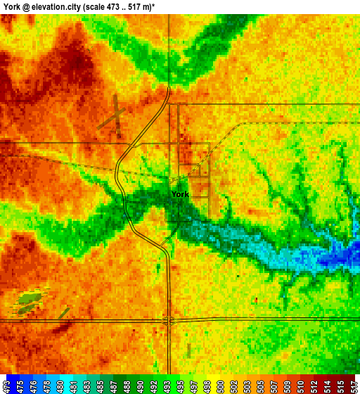 Zoom OUT 2x York, United States elevation map