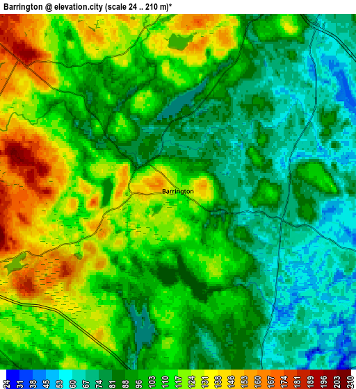 Zoom OUT 2x Barrington, United States elevation map