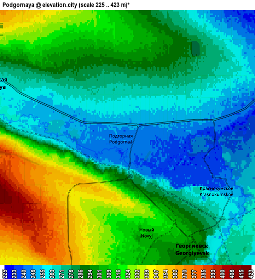 Zoom OUT 2x Podgornaya, Russia elevation map