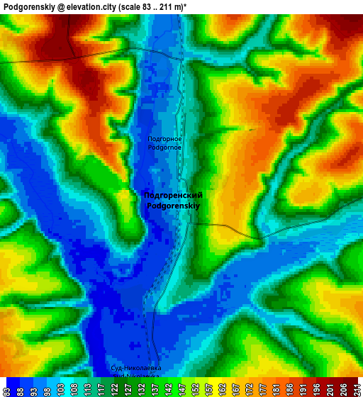 Zoom OUT 2x Podgorenskiy, Russia elevation map