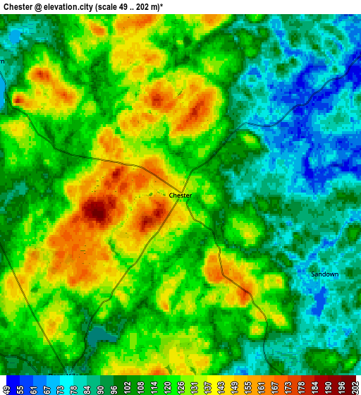 Zoom OUT 2x Chester, United States elevation map