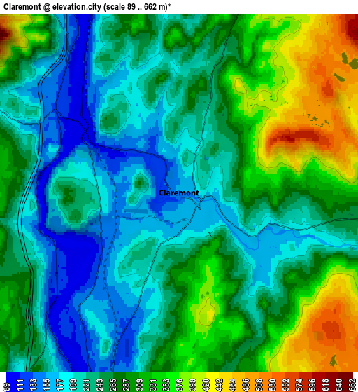 Zoom OUT 2x Claremont, United States elevation map