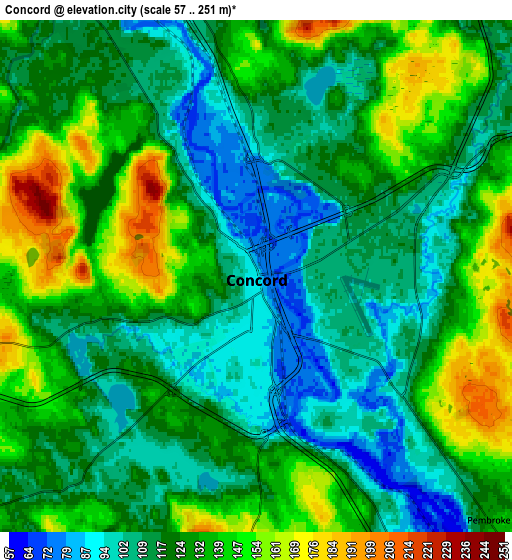 Zoom OUT 2x Concord, United States elevation map