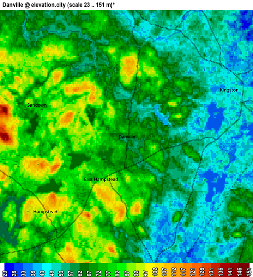 Zoom OUT 2x Danville, United States elevation map