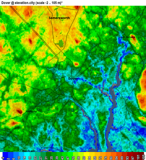 Zoom OUT 2x Dover, United States elevation map