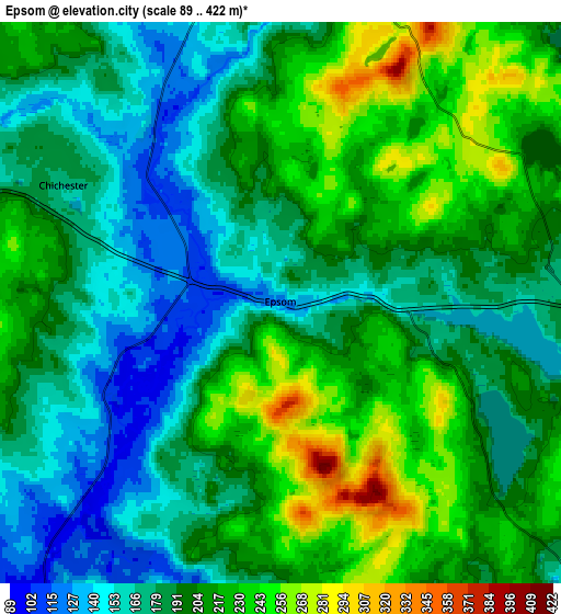 Zoom OUT 2x Epsom, United States elevation map