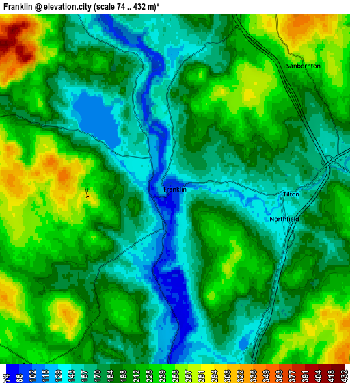 Zoom OUT 2x Franklin, United States elevation map