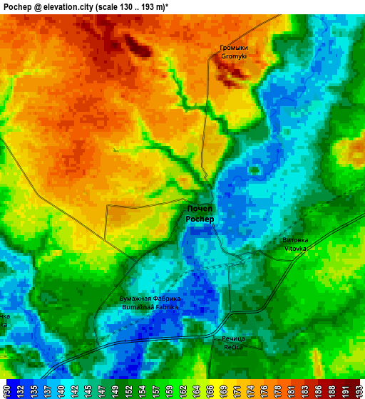 Zoom OUT 2x Pochep, Russia elevation map