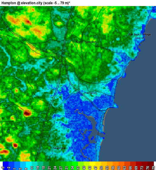 Zoom OUT 2x Hampton, United States elevation map