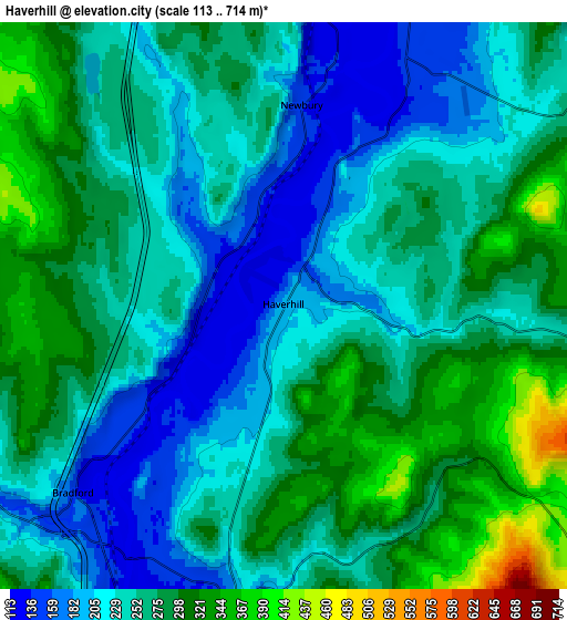 Zoom OUT 2x Haverhill, United States elevation map