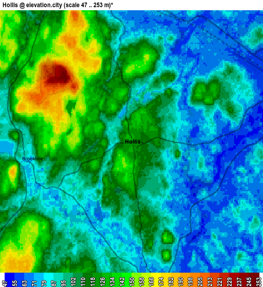 Zoom OUT 2x Hollis, United States elevation map