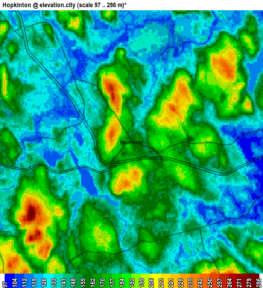 Zoom OUT 2x Hopkinton, United States elevation map