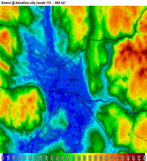 Zoom OUT 2x Keene, United States elevation map