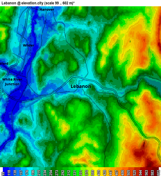 Zoom OUT 2x Lebanon, United States elevation map