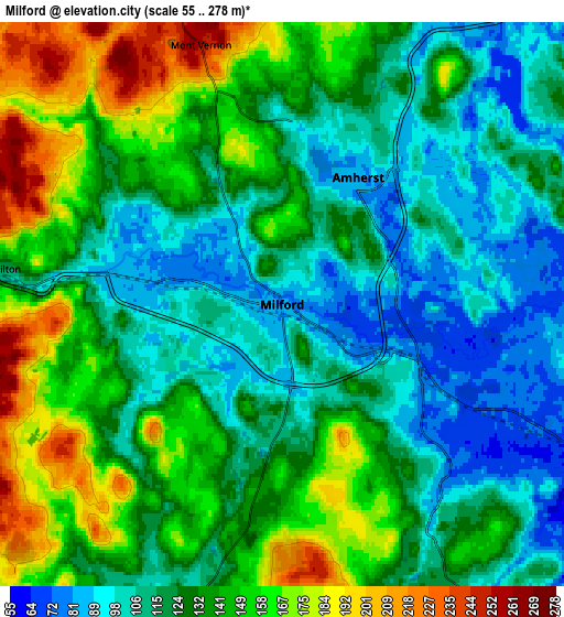 Zoom OUT 2x Milford, United States elevation map