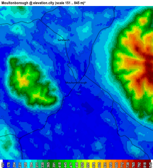 Zoom OUT 2x Moultonborough, United States elevation map