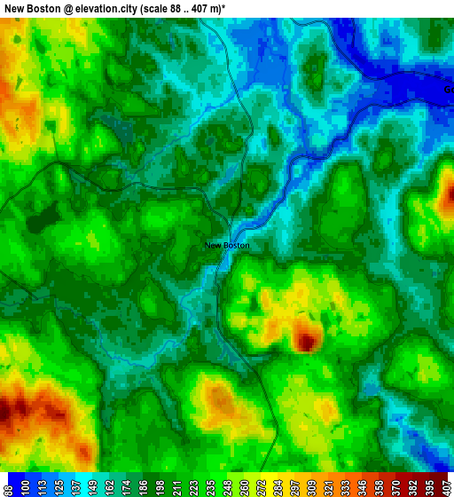 Zoom OUT 2x New Boston, United States elevation map