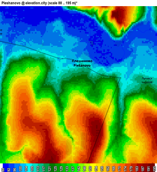 Zoom OUT 2x Pleshanovo, Russia elevation map