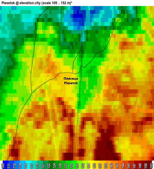 Zoom OUT 2x Plesetsk, Russia elevation map