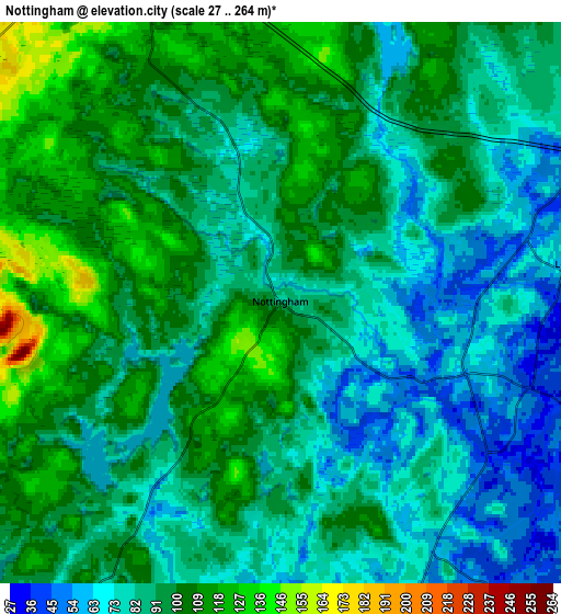 Zoom OUT 2x Nottingham, United States elevation map