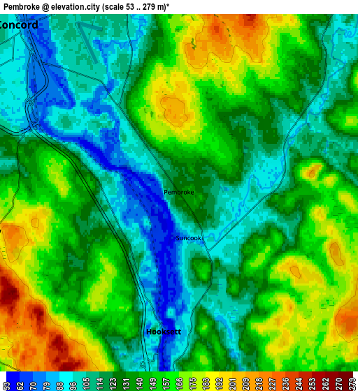 Zoom OUT 2x Pembroke, United States elevation map