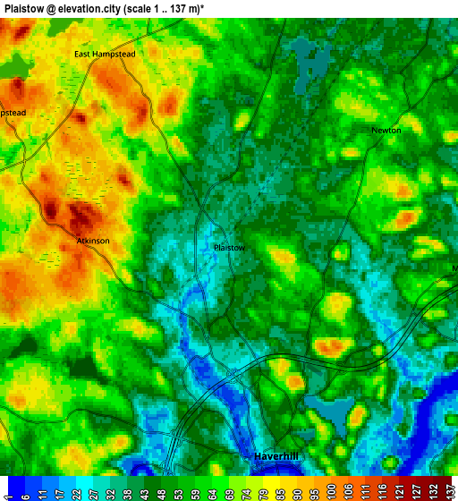 Zoom OUT 2x Plaistow, United States elevation map