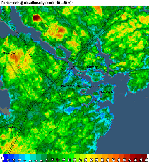 Zoom OUT 2x Portsmouth, United States elevation map