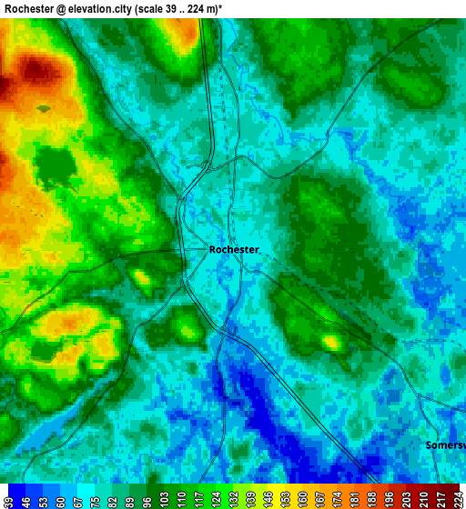 Zoom OUT 2x Rochester, United States elevation map