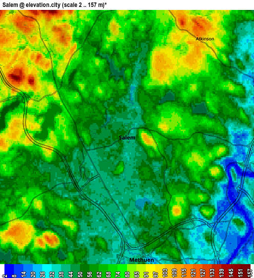 Zoom OUT 2x Salem, United States elevation map