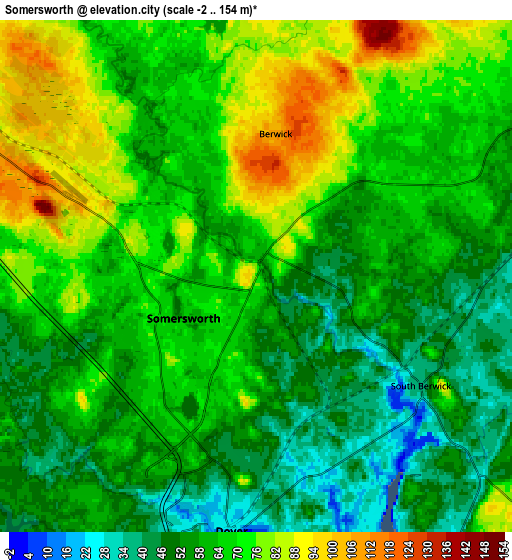 Zoom OUT 2x Somersworth, United States elevation map