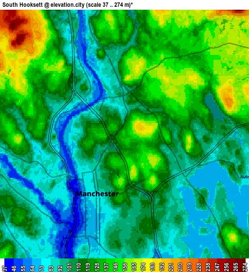 Zoom OUT 2x South Hooksett, United States elevation map