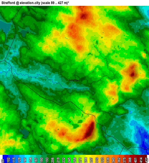 Zoom OUT 2x Strafford, United States elevation map