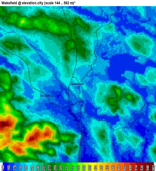 Zoom OUT 2x Wakefield, United States elevation map