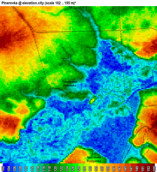 Zoom OUT 2x Pinerovka, Russia elevation map