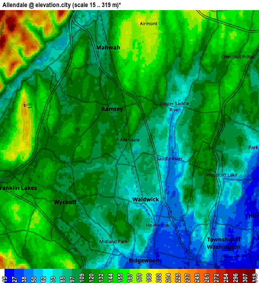 Zoom OUT 2x Allendale, United States elevation map