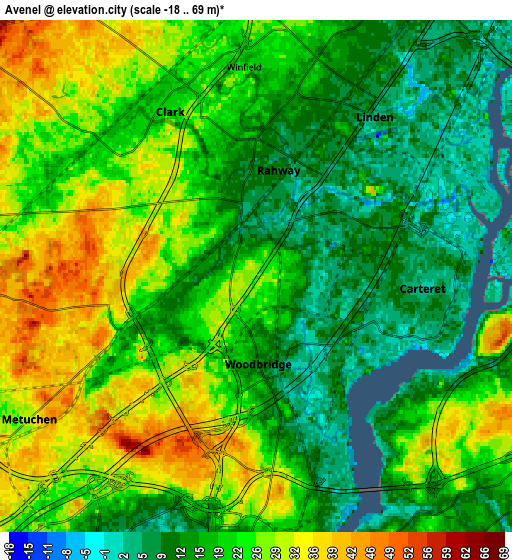 Zoom OUT 2x Avenel, United States elevation map